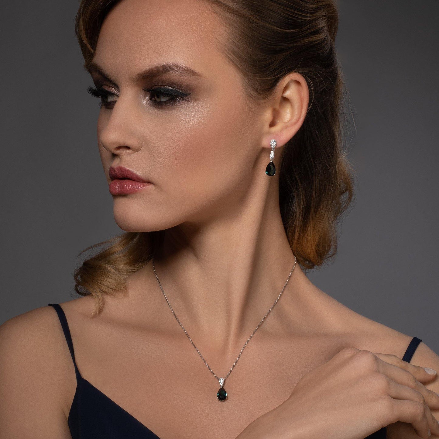 Sterling Silver Dark Blue Drop Earrings for Women - namana.london