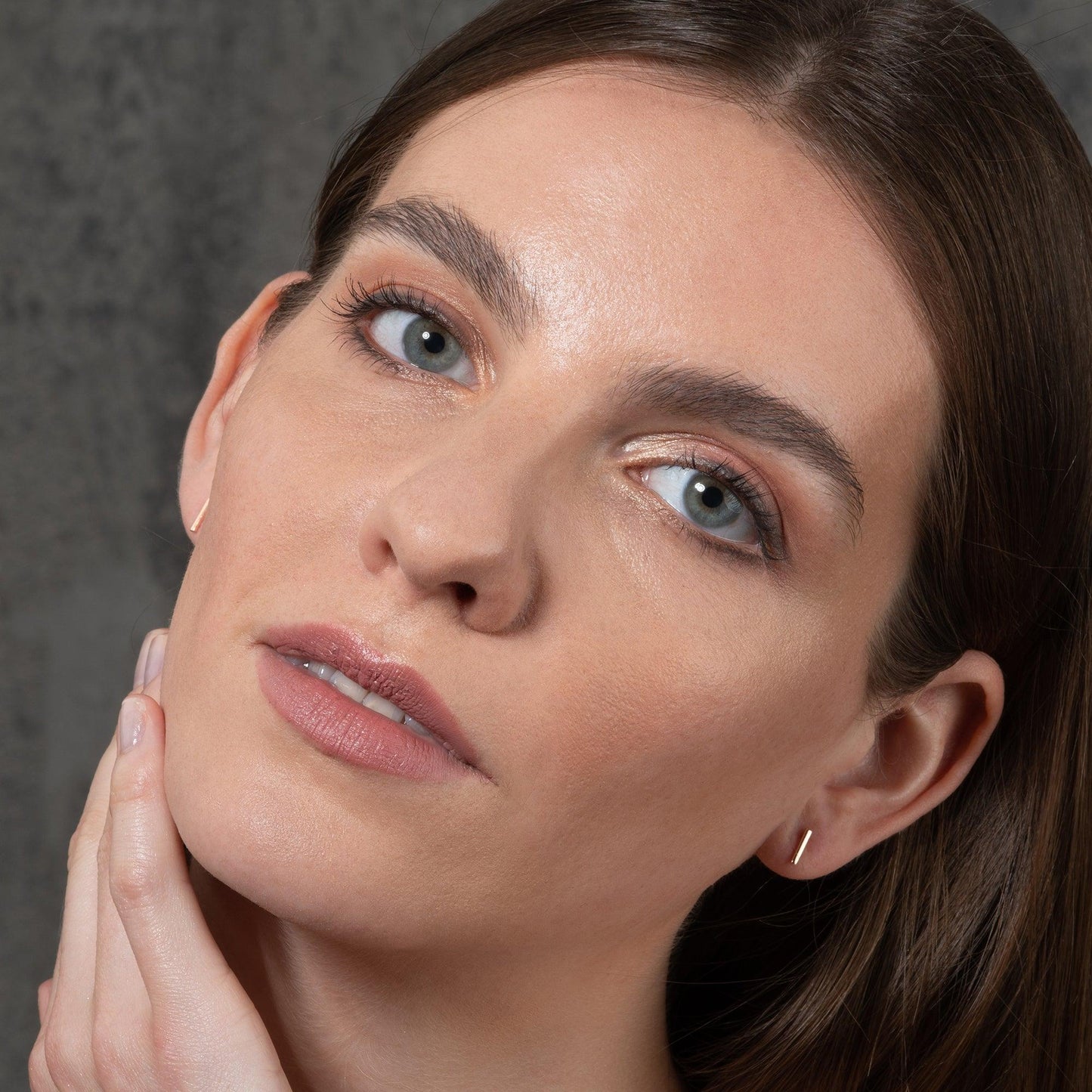 Dainty Rose Gold Bar Stud Earrings for Women - namana.london