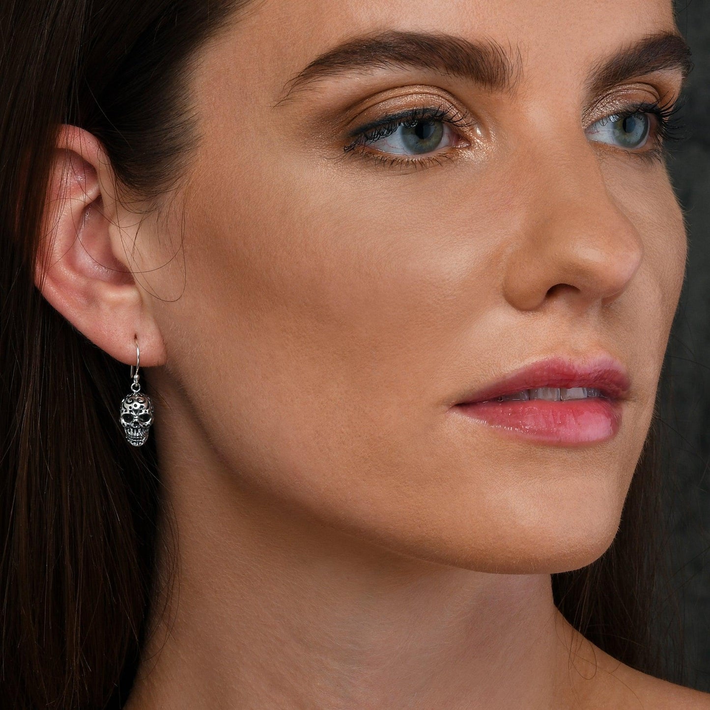 925 Sterling Silver Oxidised Skull Drop Earrings for Women - namana.london