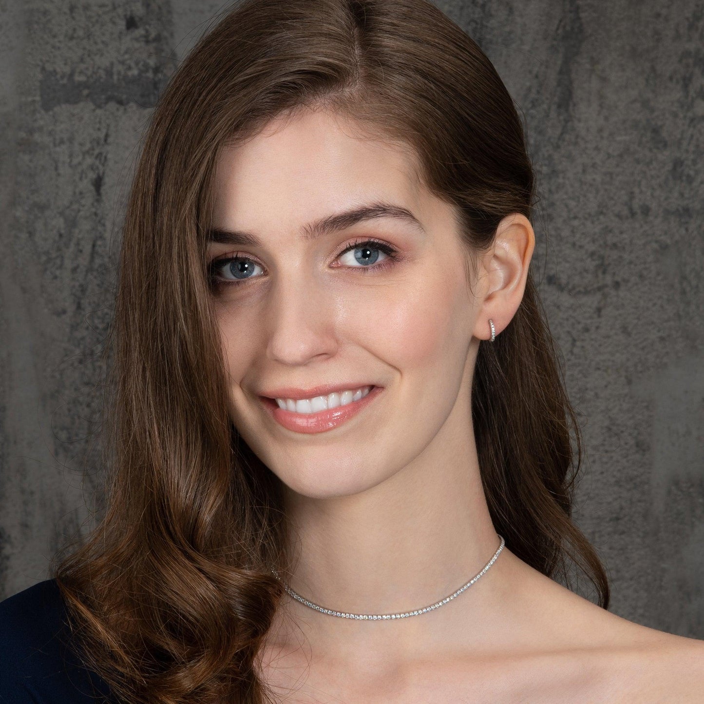 925 Sterling Silver Skinny Choker Necklace for Women with Cubic Zirconia Stones - namana.london