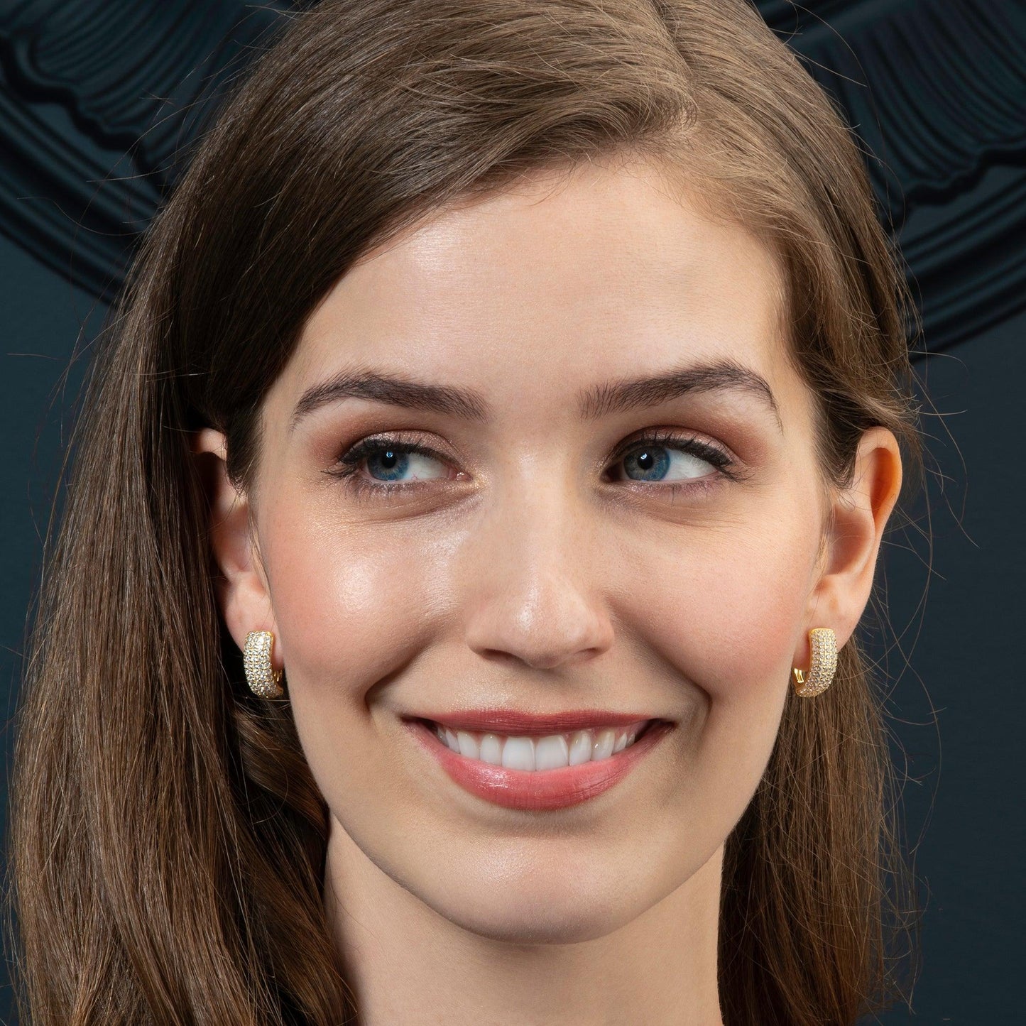 Gold Pave Hoop Earrings for Women - namana.london
