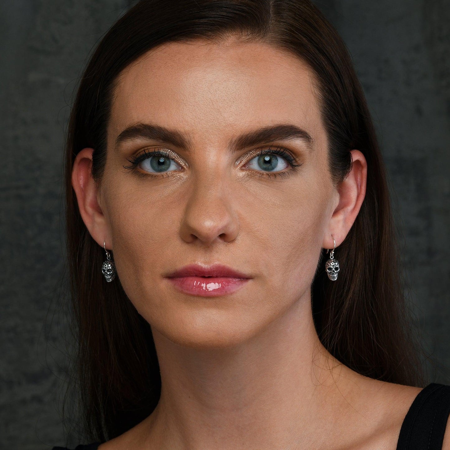 925 Sterling Silver Oxidised Skull Drop Earrings for Women - namana.london