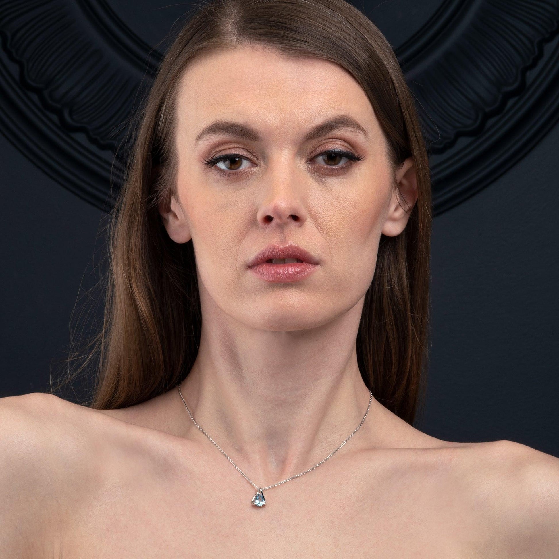 925 Sterling Silver Blue Topaz Gemstone Pendant Necklace - namana.london
