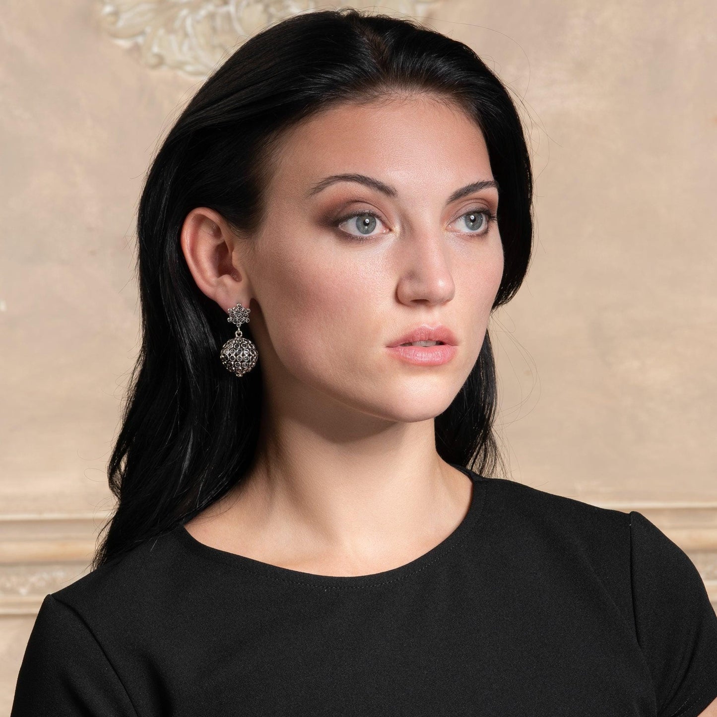 Sterling Silver Oxidized Ball Earrings For Women - namana.london