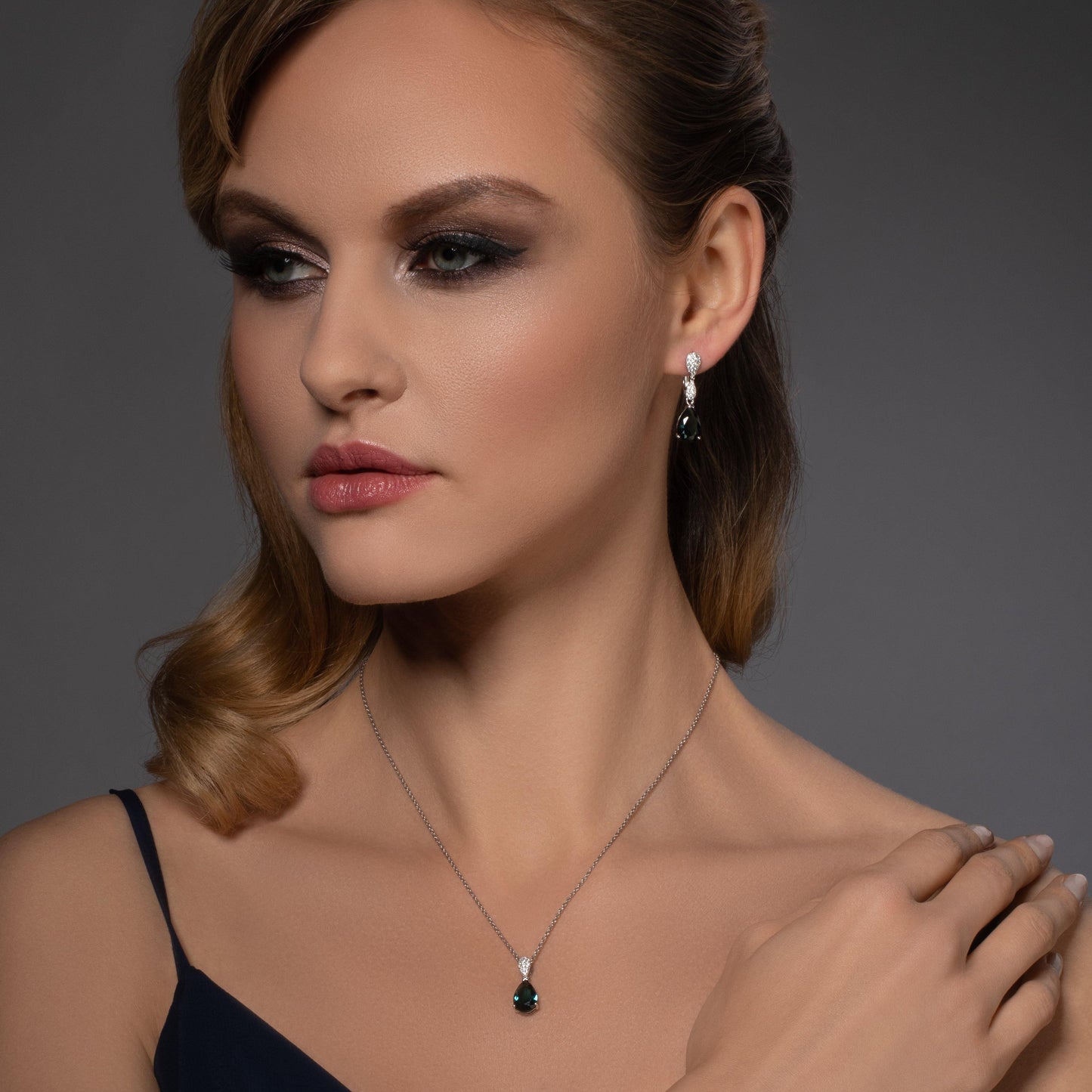Sterling Silver Dark Blue Drop Earrings for Women - namana.london