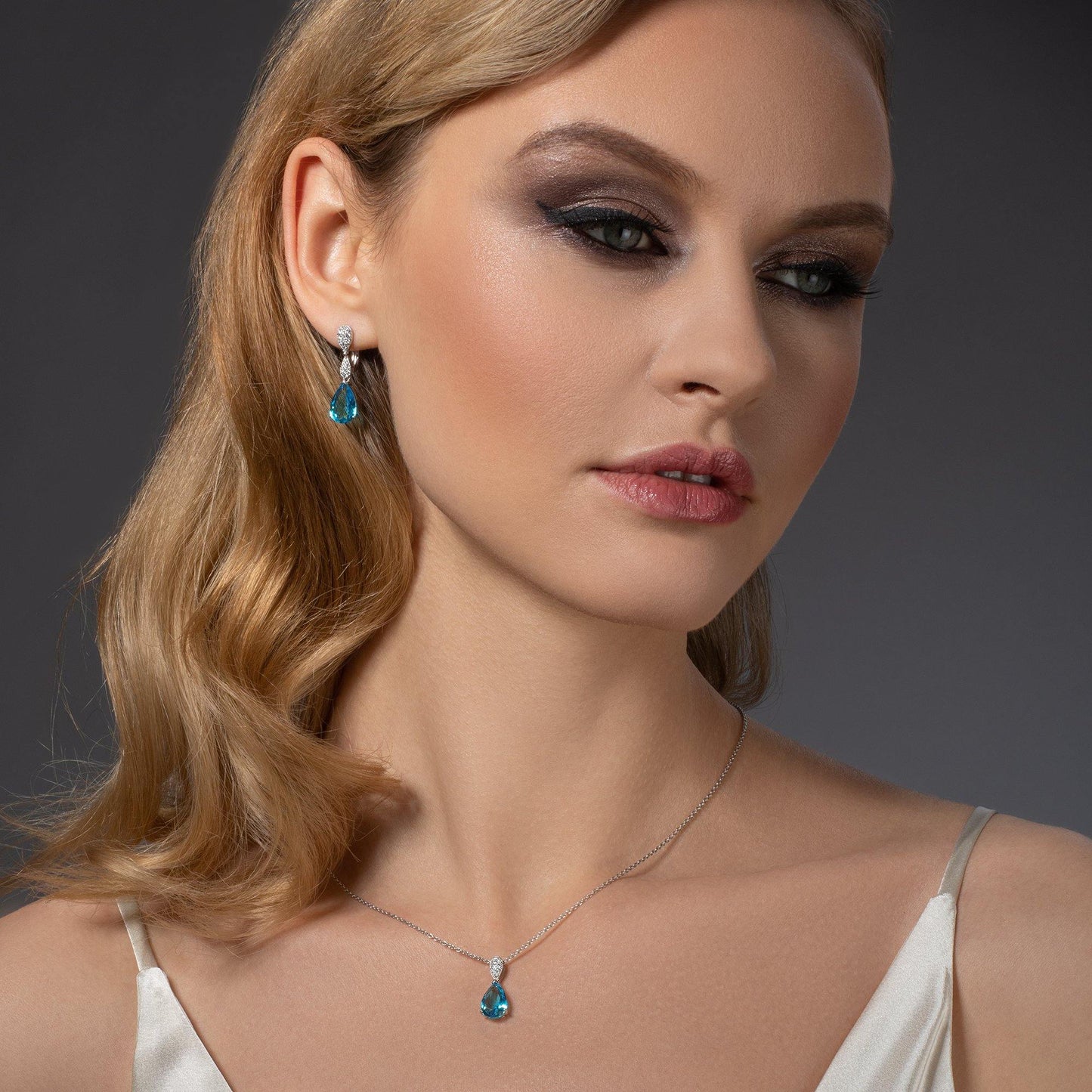 Sterling Silver Light Blue Drop Earrings for Women - namana.london