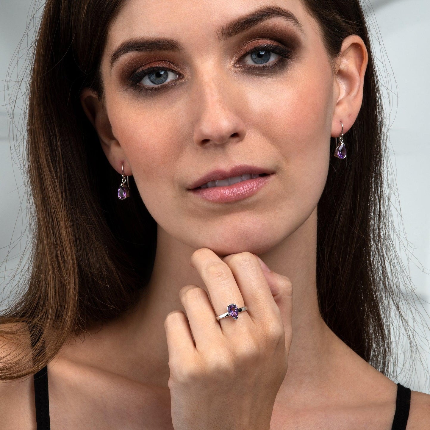 Pear Shaped Amethyst Ring for Women in 925 Sterling Silver - namana.london