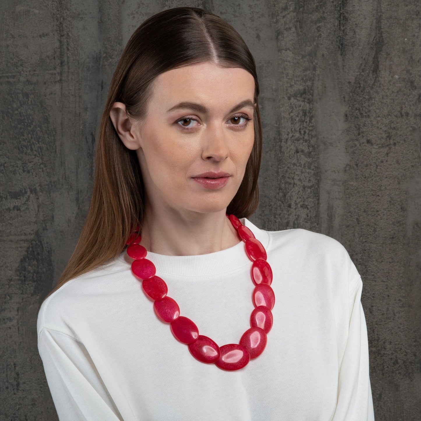 Long Bright Pink Chunky Statement Necklace for Women - namana.london
