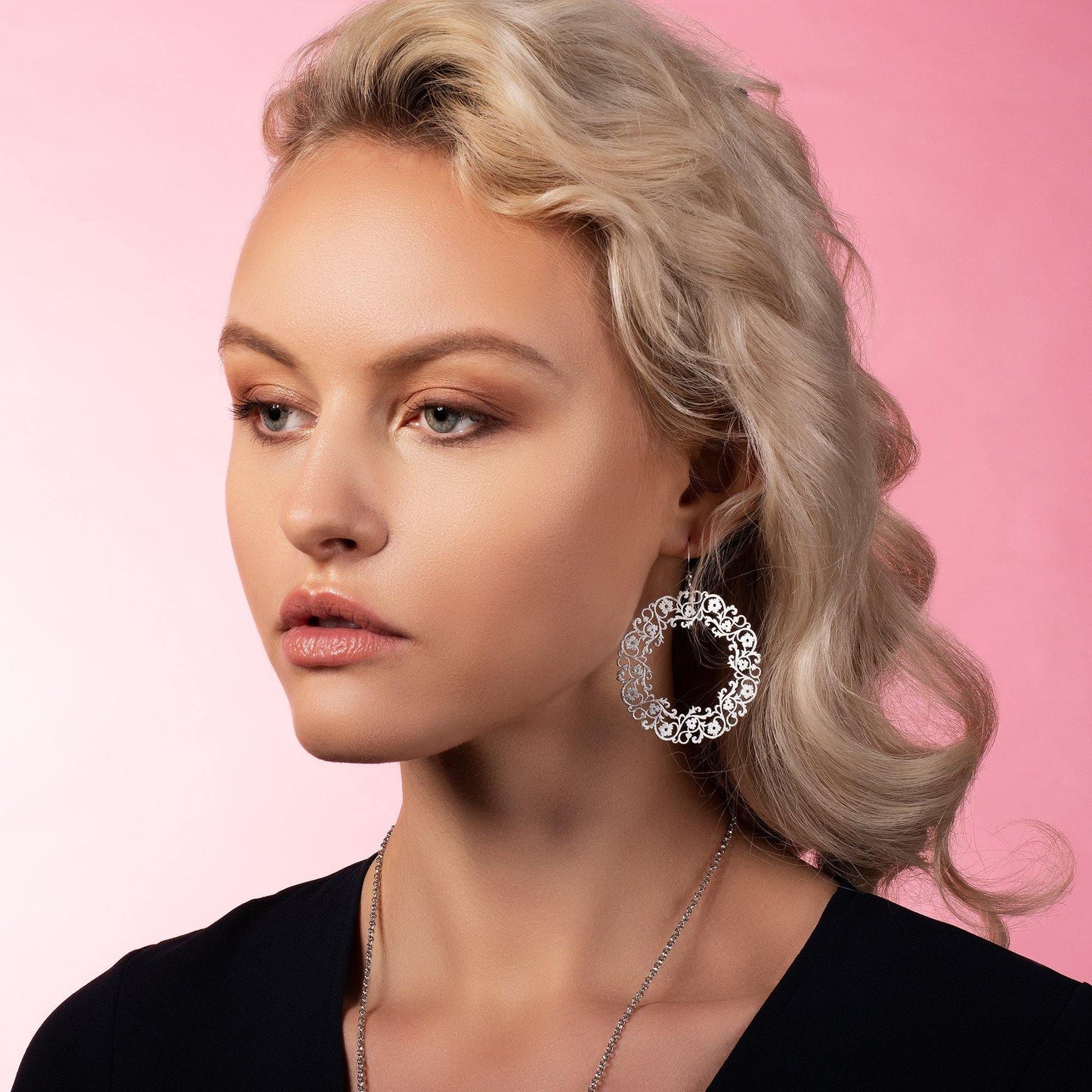 Large Silver Flower Earrings with a Brushed Finish - namana.london