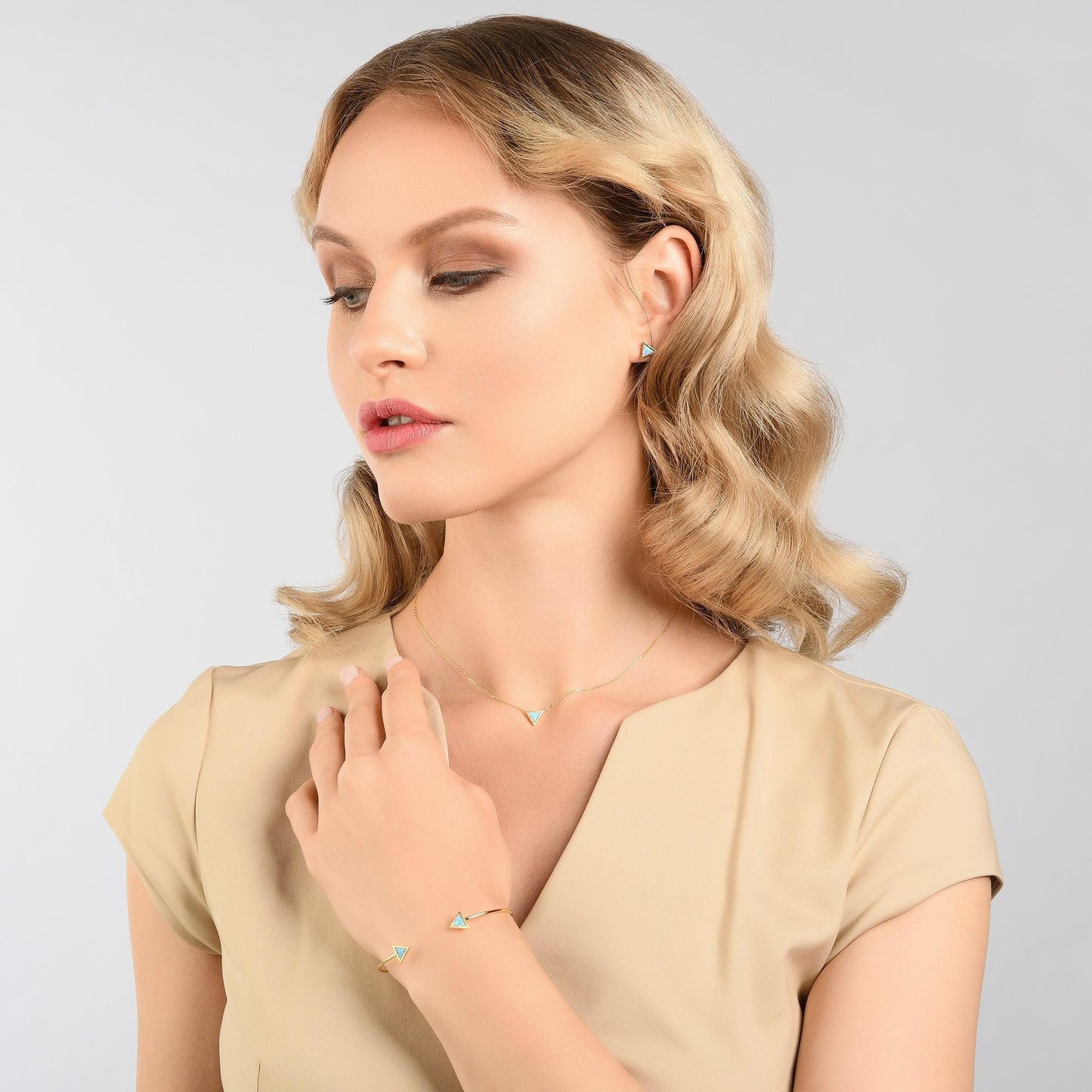 Gold Triangle Opal Pendant Necklace - namana.london