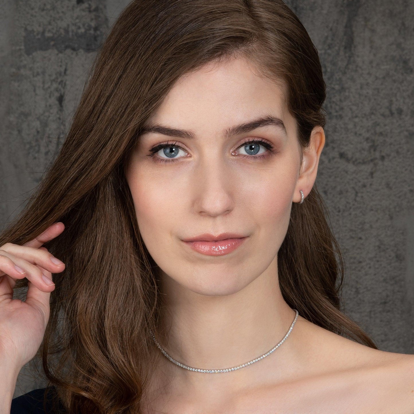 925 Sterling Silver Skinny Choker Necklace for Women with Cubic Zirconia Stones - namana.london