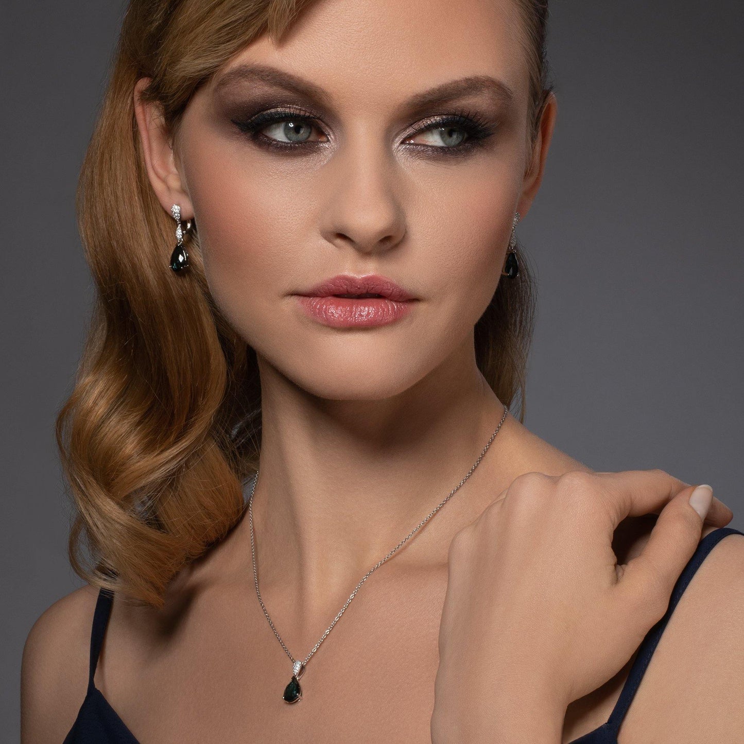 Sterling Silver Dark Blue Drop Earrings for Women - namana.london