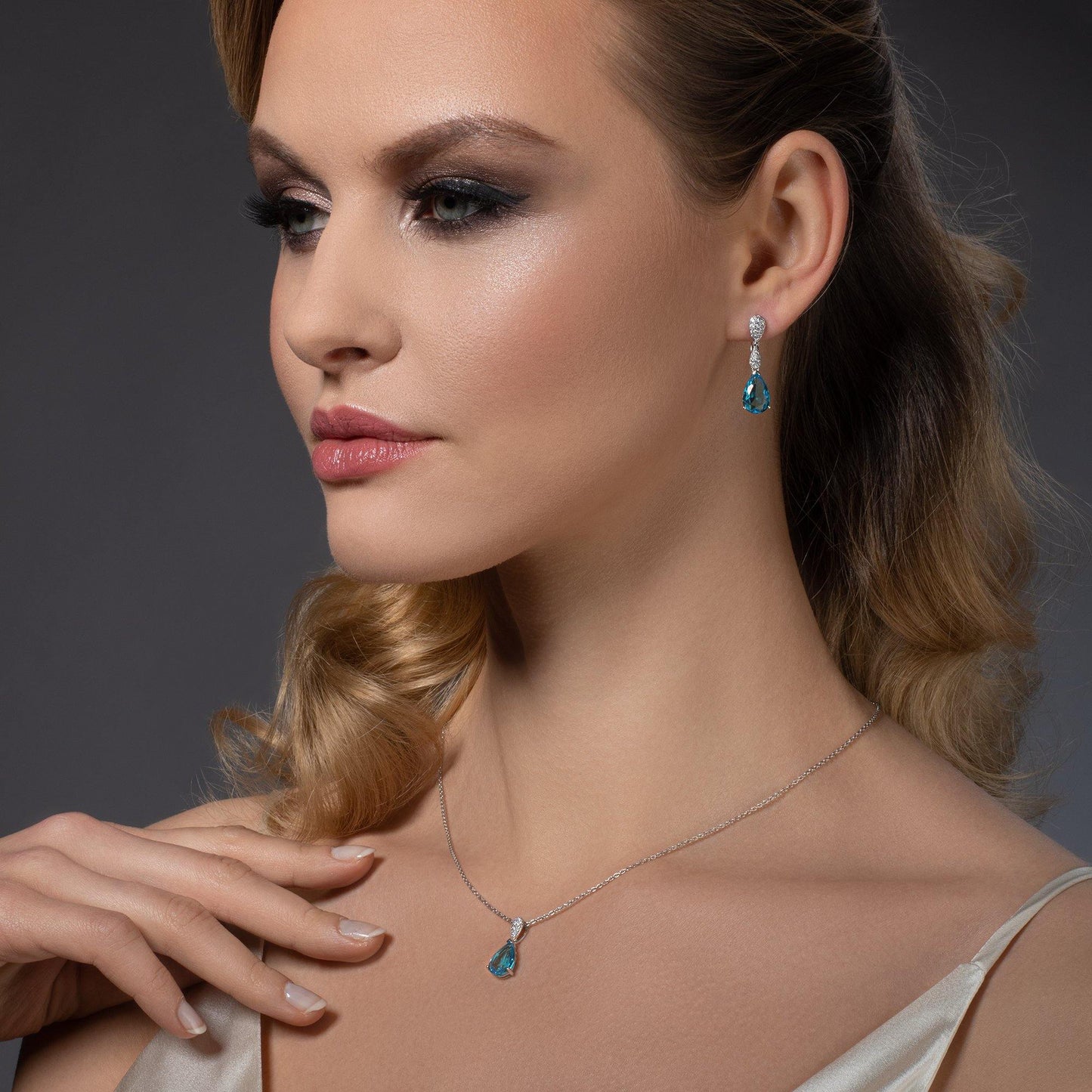 Sterling Silver Light Blue Drop Earrings for Women - namana.london