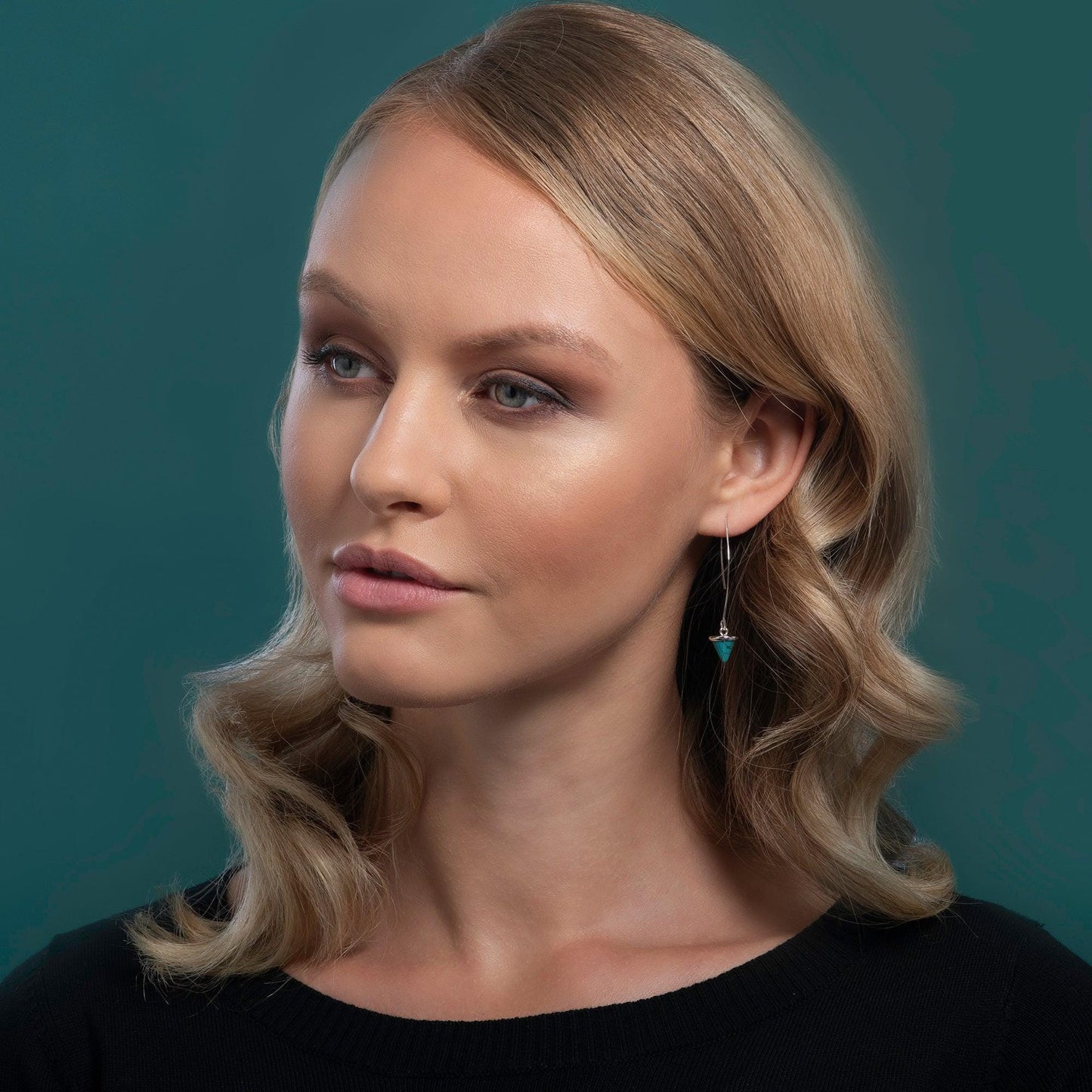 Long Dangle Earrings for Women with Turquoise Stones - namana.london