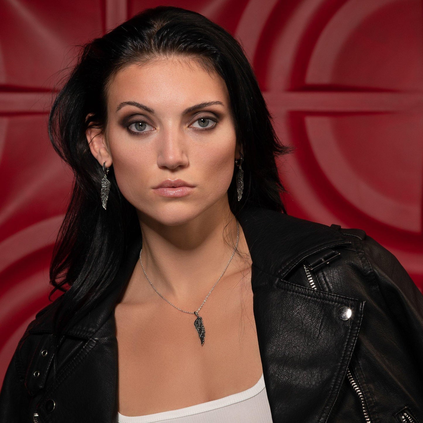 Sterling Silver Black Angel Wings Necklace for Women. - namana.london