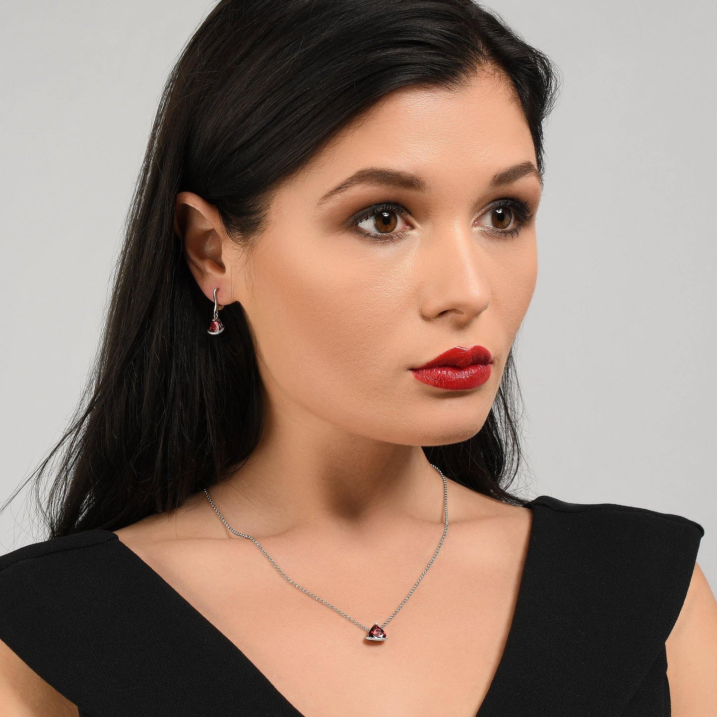 Triangle Red Pendant Necklace for Women - namana.london