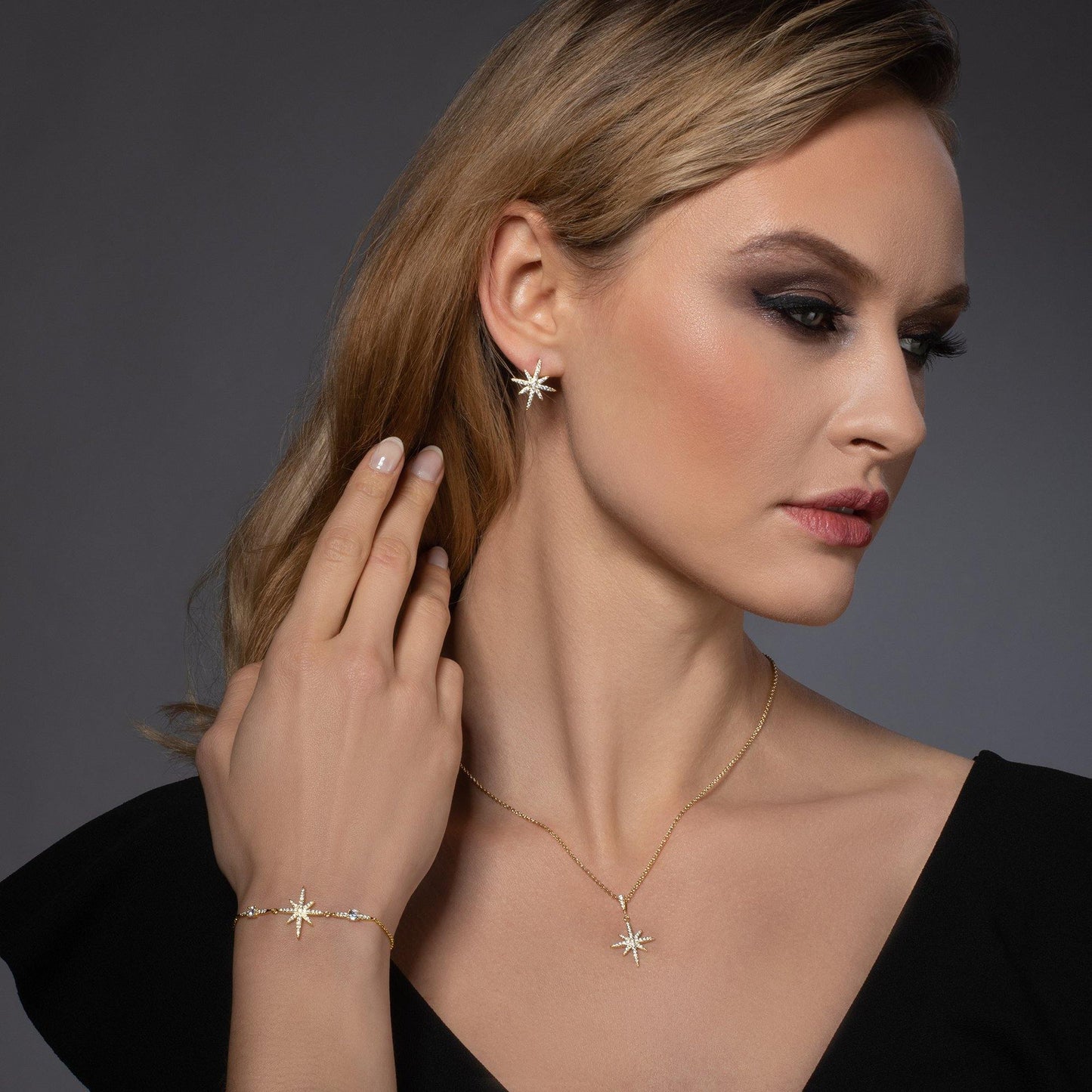 North Star Gold Bracelet with Cubic Zirconia - namana.london