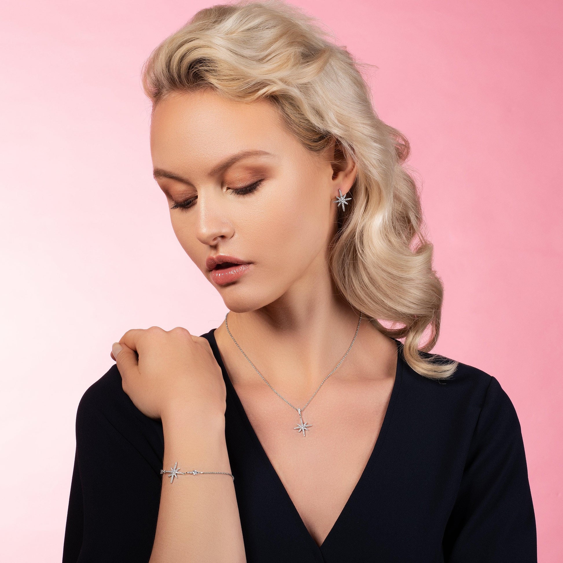 North Star Earrings with Cubic Zirconia - namana.london
