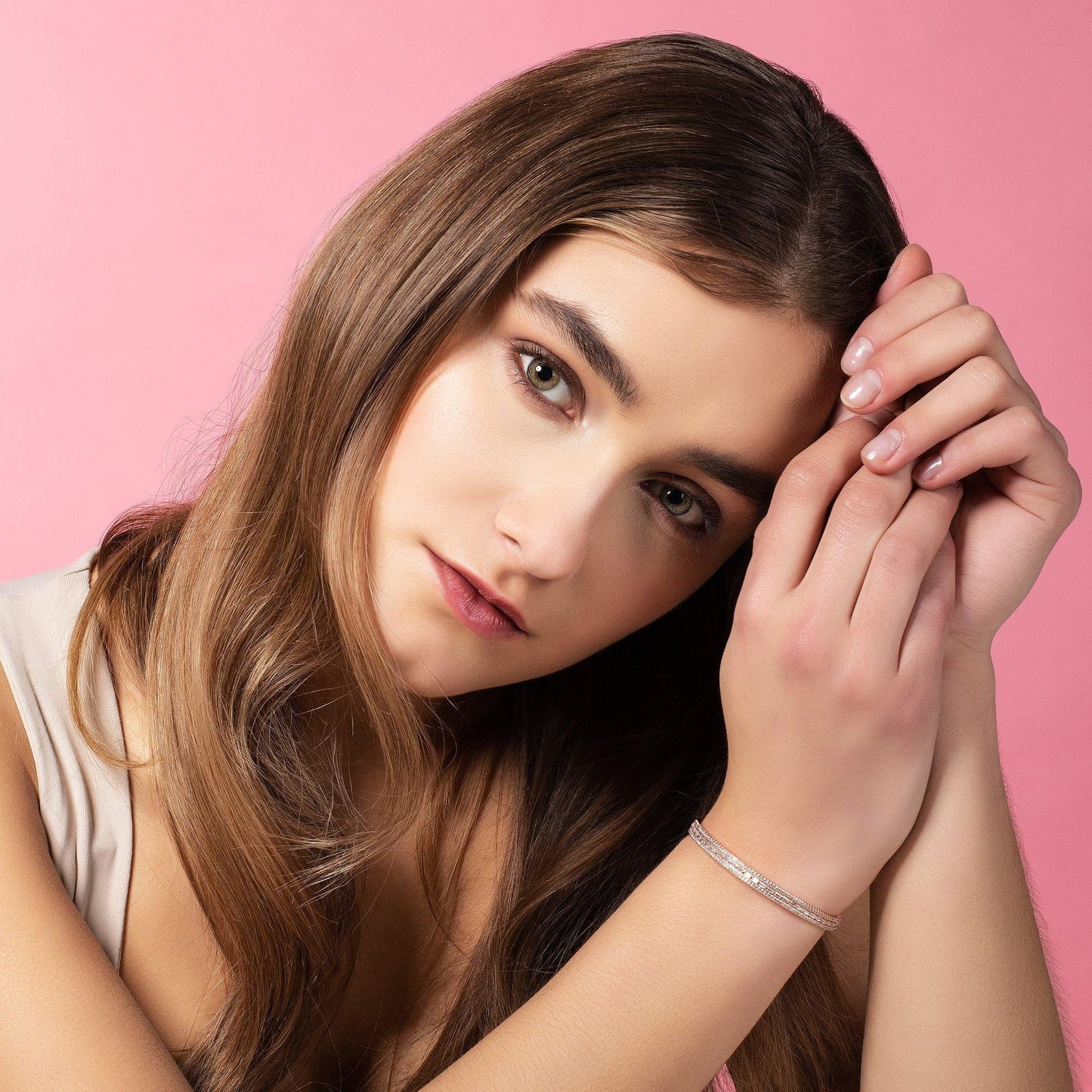 Rose Gold Paragon Cuff Bangle with Cubic Zirconia - namana.london