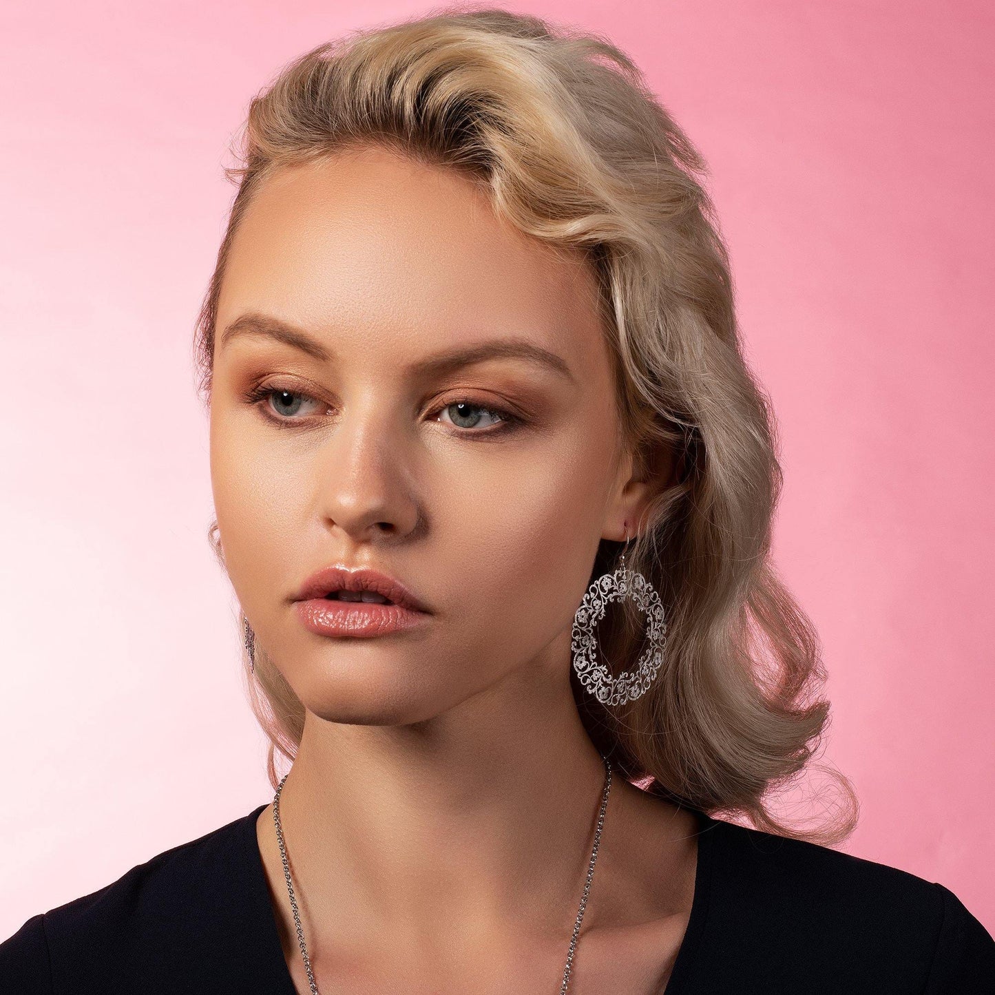 Large Silver Flower Earrings with a Brushed Finish - namana.london