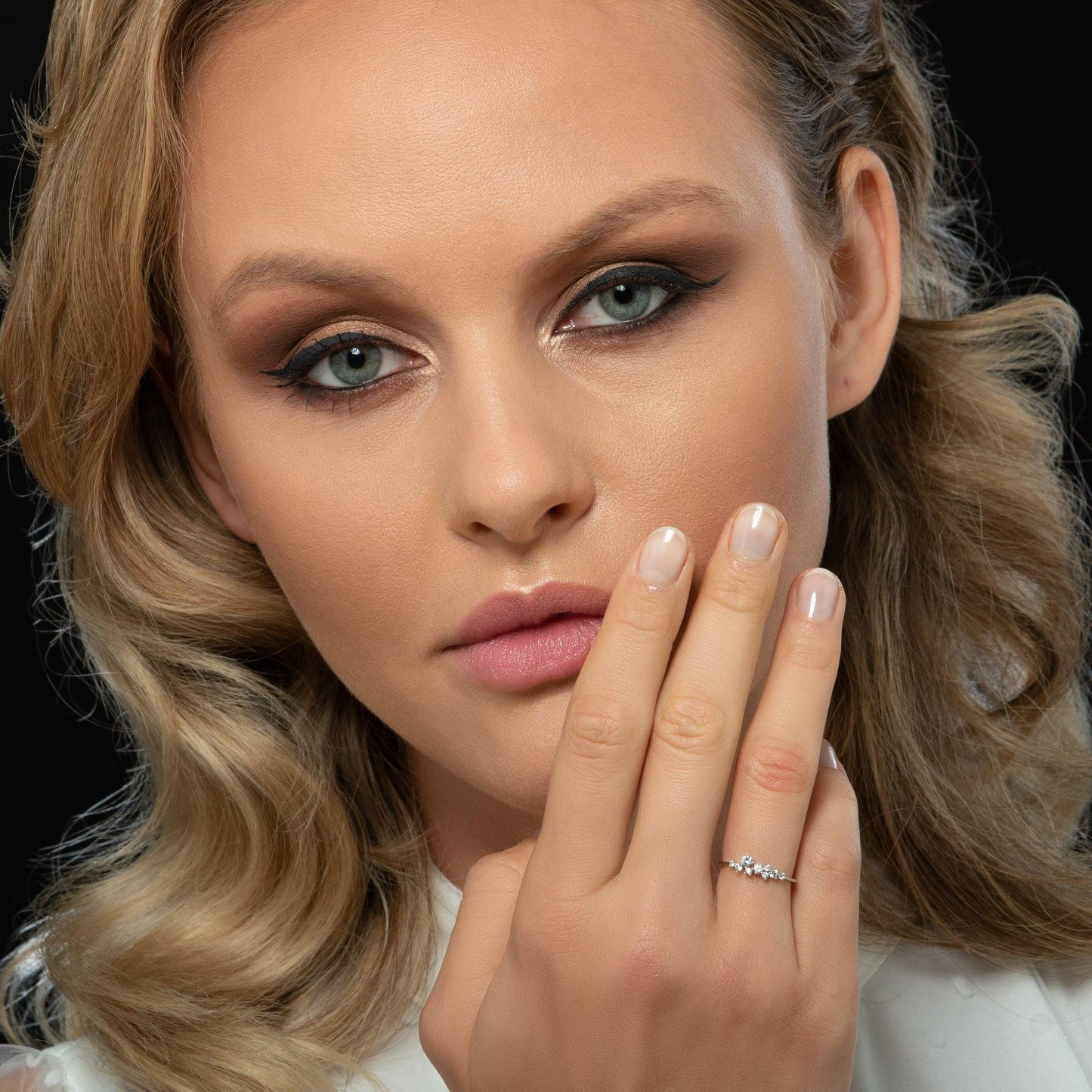Adjustable Sterling Silver Ring for Women with Cubic Zirconia Stones - namana.london