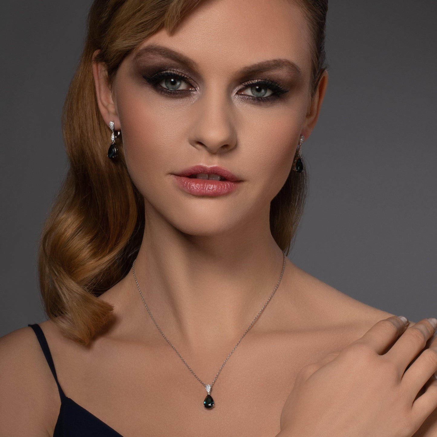 Sterling Silver Dark Blue Drop Earrings for Women - namana.london
