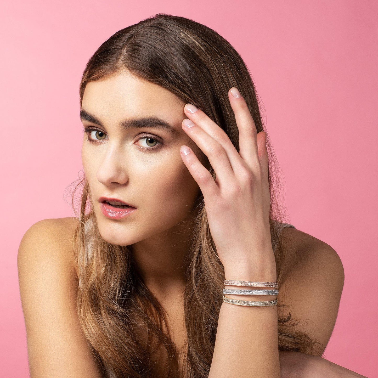 Rose Gold Paragon Cuff Bangle with Cubic Zirconia - namana.london
