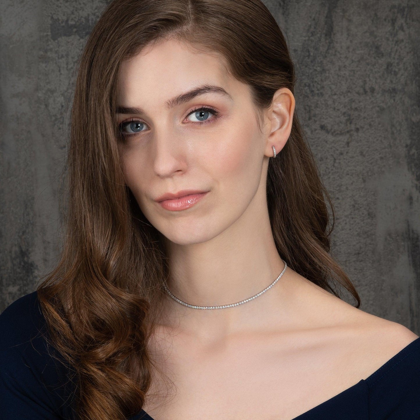 925 Sterling Silver Skinny Choker Necklace for Women with Cubic Zirconia Stones - namana.london