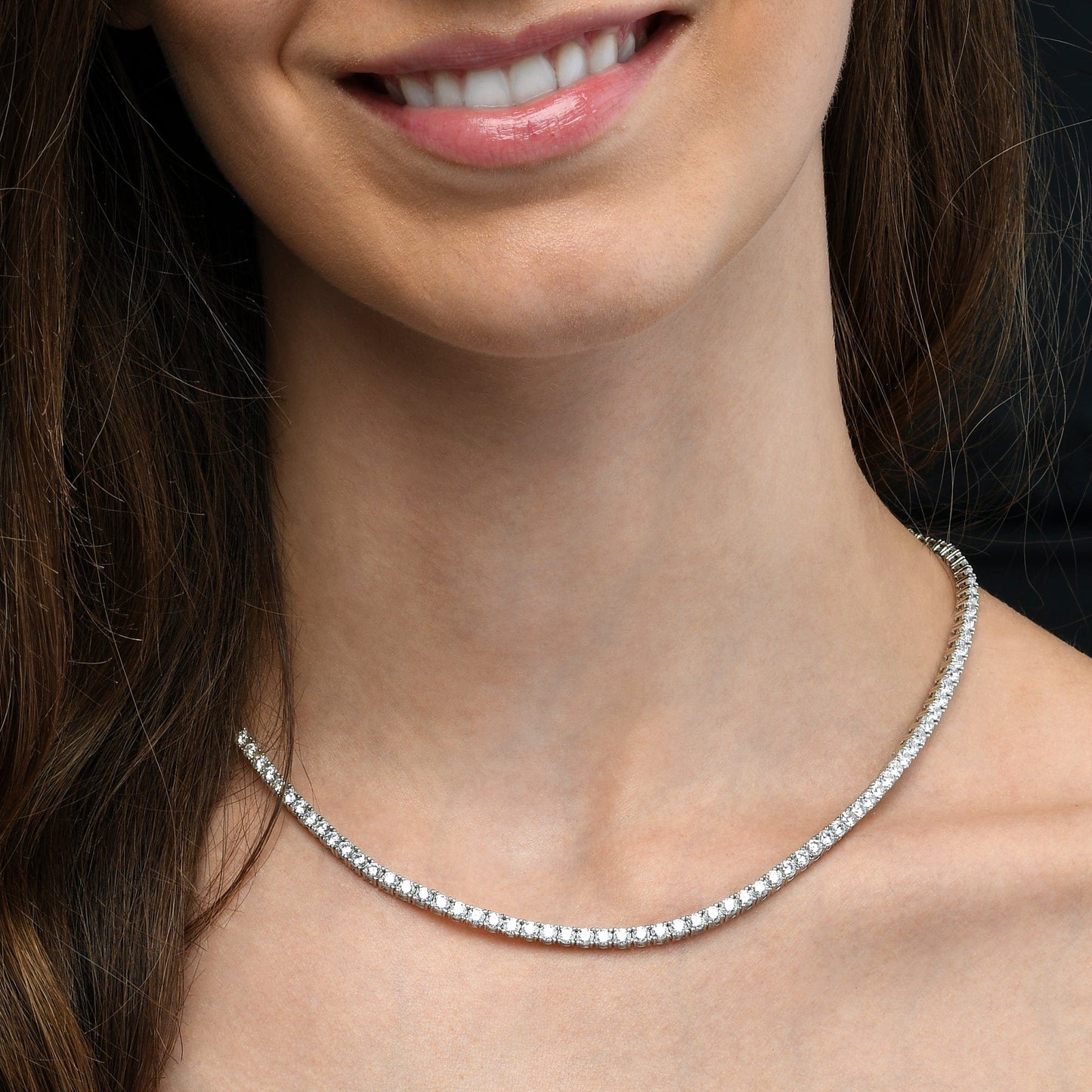 925 Sterling Silver Tennis Necklace with 3mm Cubic Zirconia