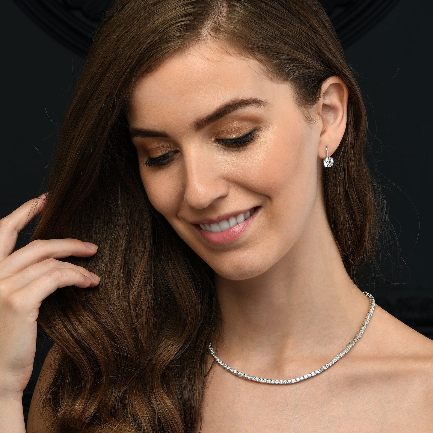 925 Sterling Silver Tennis Necklace with 3mm Cubic Zirconia