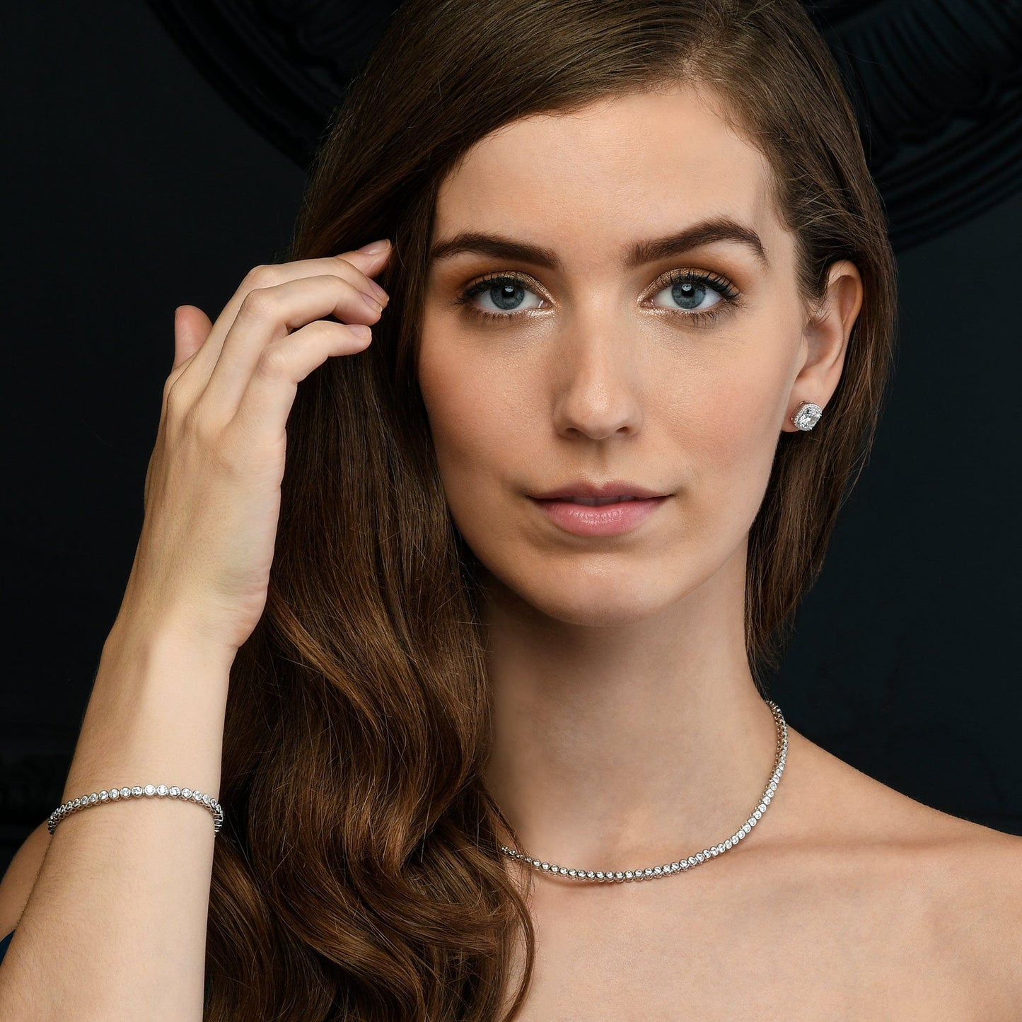 925 Sterling Silver Bezel Set Tennis Necklace