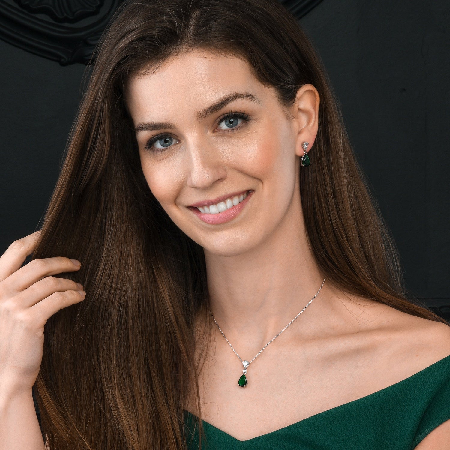Green Necklace in 925 Sterling Silver