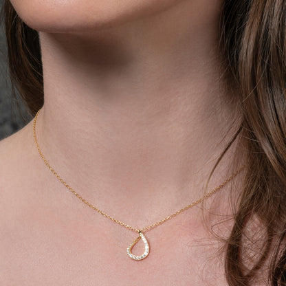 Gold plated Sterling Silver Pear Shaped Pendant Necklace for Women