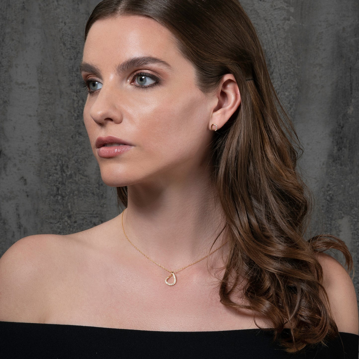 Gold plated Sterling Silver Pear Shaped Pendant Necklace for Women