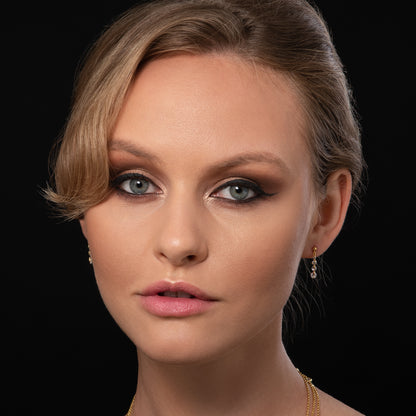 Gold Dainty Drop Earrings For Women with 4 Sparkling Cubic Zirconia Stones