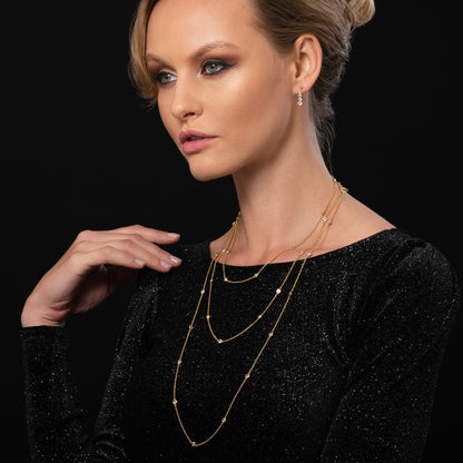 Gold Dainty Drop Earrings For Women with 4 Sparkling Cubic Zirconia Stones