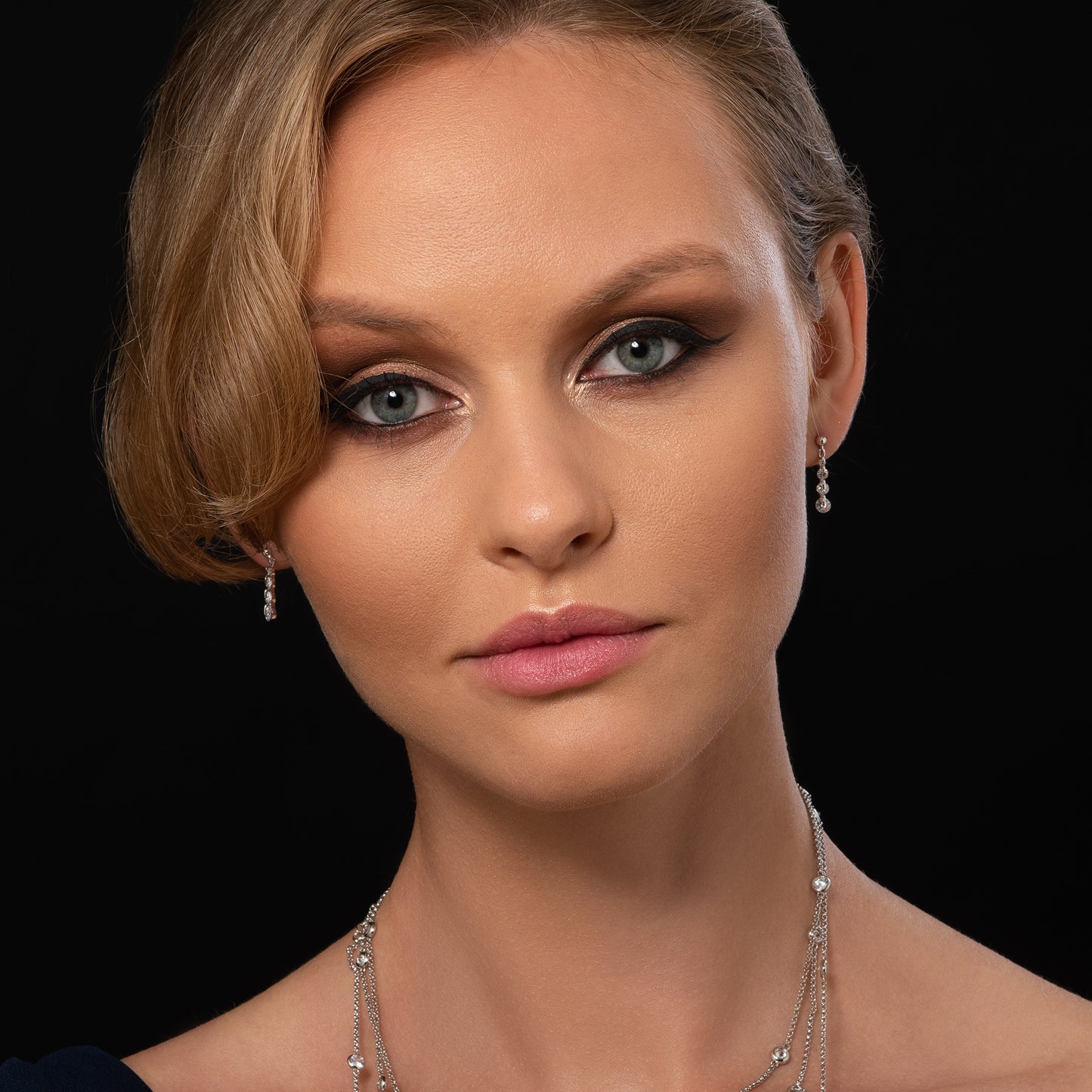 Silver Dainty Drop Earrings For Women with 4 Sparkling Cubic Zirconia Stones