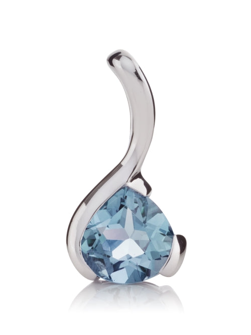 Sterling Silver Pear-Shaped Blue Topaz Gemstone Pendant Necklace