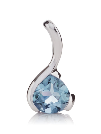 Sterling Silver Pear-Shaped Blue Topaz Gemstone Pendant Necklace