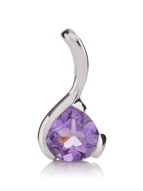 Sterling Silver Pear-Shaped Amethyst Gemstone Pendant Necklace