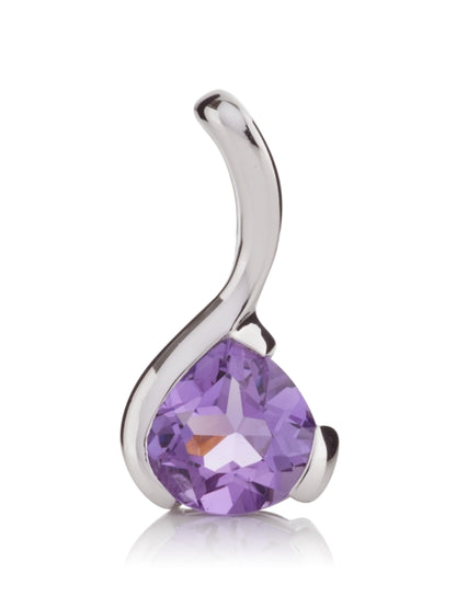 Sterling Silver Pear-Shaped Amethyst Gemstone Pendant Necklace