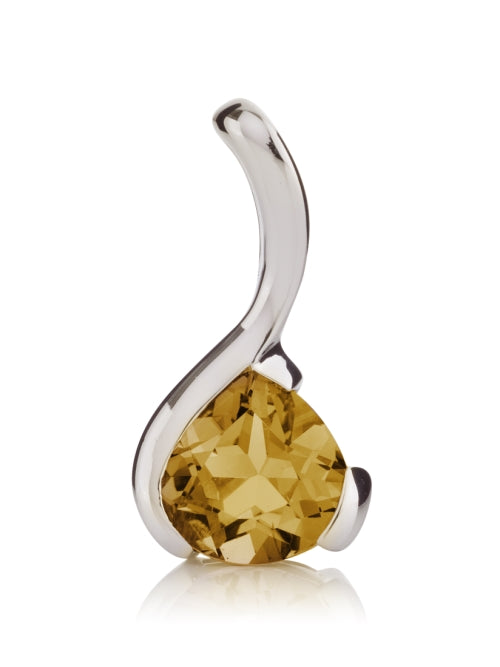 Sterling Silver Pear-Shaped Citrine Gemstone Pendant Necklace