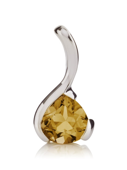 Sterling Silver Pear-Shaped Citrine Gemstone Pendant Necklace
