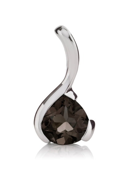 Sterling Silver Pear-Shaped Smoky Quartz Gemstone Pendant Necklace
