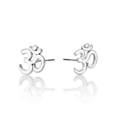 925 Sterling Silver Divine OM Stud Earrings For Women