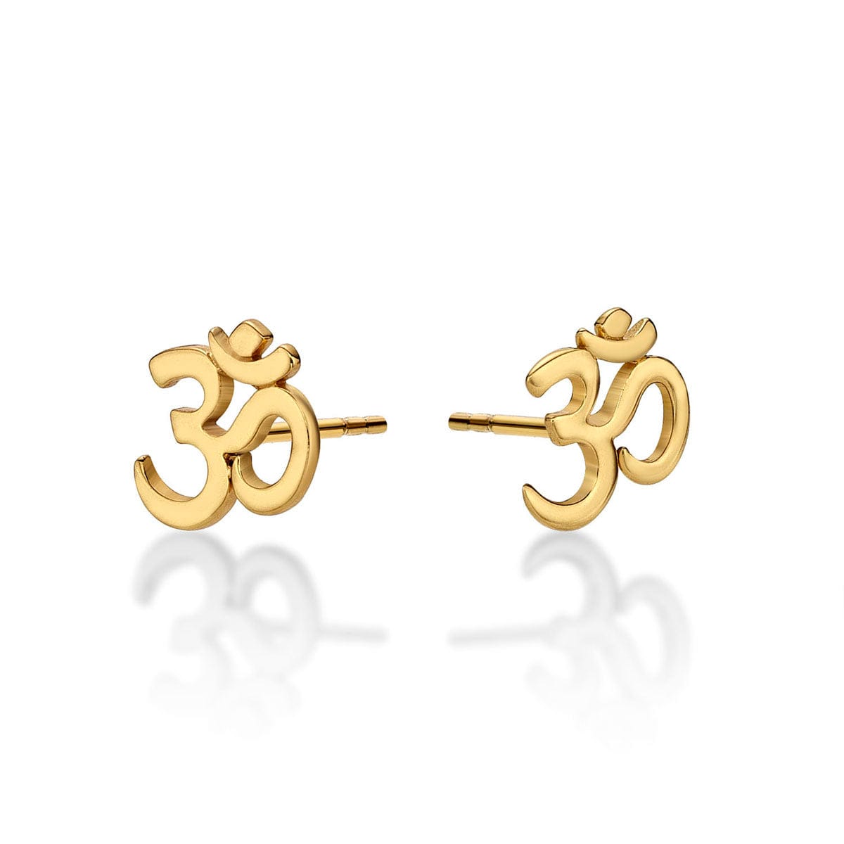Gold Plated 925 Sterling Silver Divine OM Stud Earrings For Women