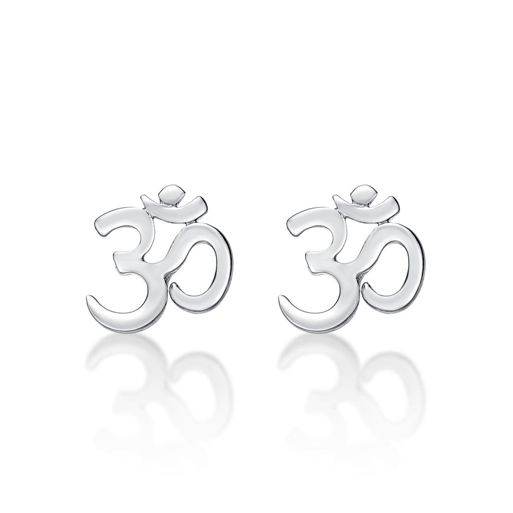 925 Sterling Silver Divine OM Stud Earrings For Women