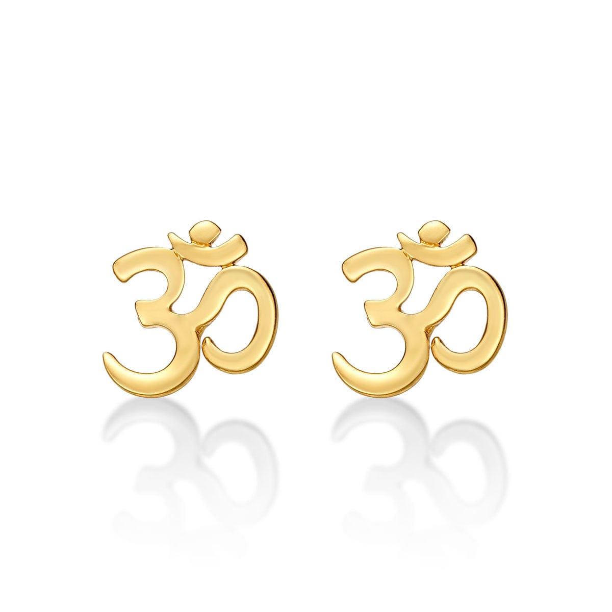 Gold Plated 925 Sterling Silver Divine OM Stud Earrings For Women