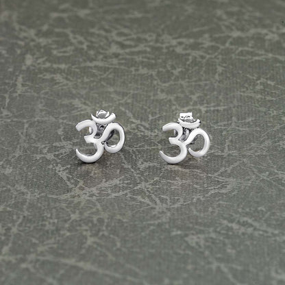 925 Sterling Silver Divine OM Stud Earrings For Women