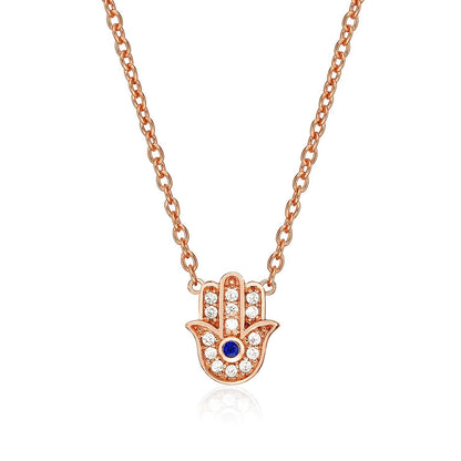 Rose Gold Plated 925 Sterling Silver Hamza Pendant Necklace for Women